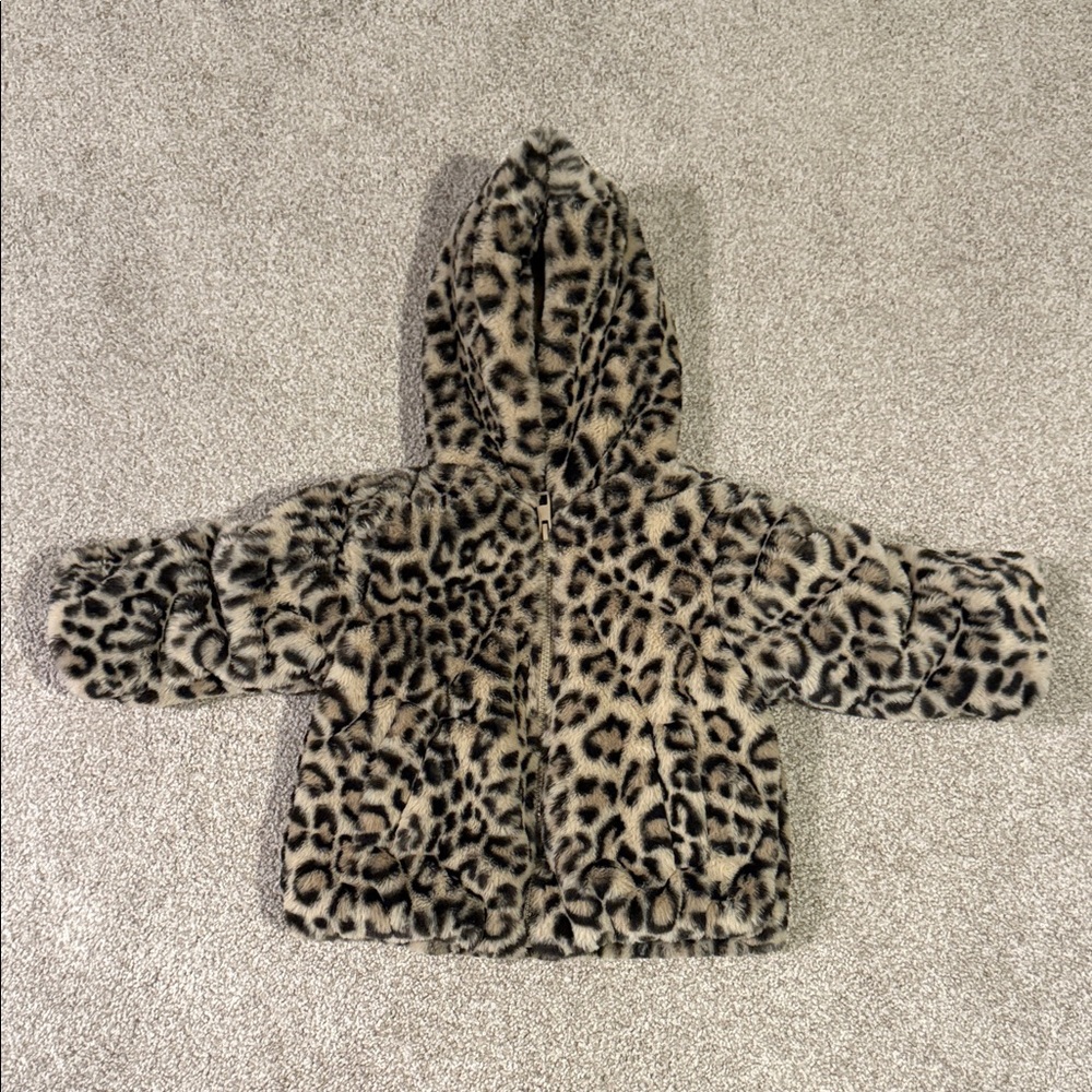 Zara Kids Leopard Print Faux Fur Jacket